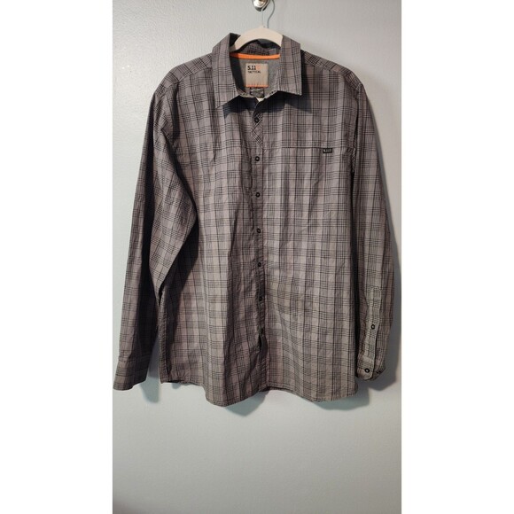 5.11 TACTICAL Shirt Mens Large Gray Workwear Outdoor Button Down Pockets Snap - Picture 2 of 10